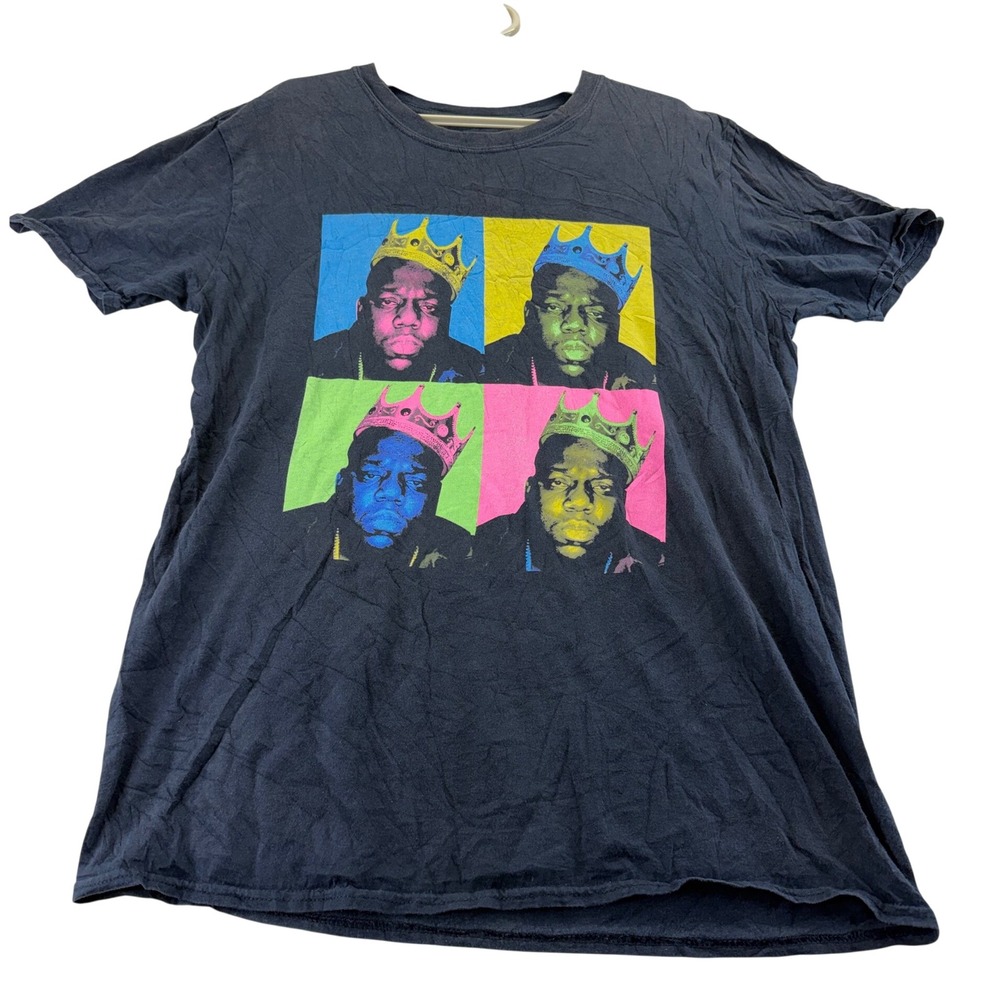 Notorious B.I.G. T Shirt Mens L Black Biggie Smalls Pop Art Crown Graphic Tee
